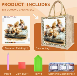 Diamond Painting Tragtasche Yorkshire Welpe
